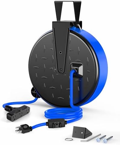 DEWENWILS Retractable Extension Cord Reel, Metal Reel with 30FT Power Cord by DEWENWILS