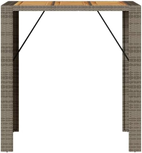 Grey Garden Bar Table Outdoor Furniture with Solid Acacia Wood and Powder-Coated Steel Frame, Weather-Resistant and Durable for Patio Dining, 41.3 in Long and 31.5 in Wide, - Image 5