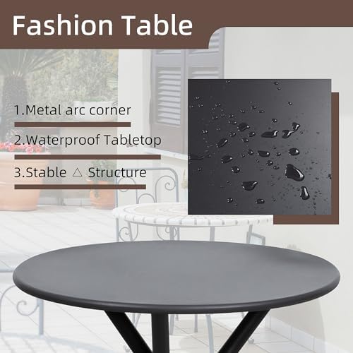 Shintenchi 3 Pieces Patio Bistro Sets, Outdoor Textilene Fabric Conversation Bistro Set, Textilene Fabric Front Porch Chairs Small Patio Furniture Set with Table for Lawn,Garden,Balcony (Black) - Image 5