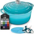 Zulay Kitchen 5 Quart Enameled Cast Iron Dutch Oven Pot with Lid – Premium Durability & Oven Safe up to 500°F – Heavy Duty Cookware Perfect for Bread Baking, Stews, Braising & Roasting – Light Blue by ZulayKitchen
