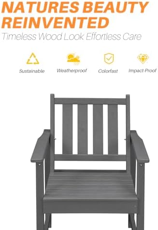 Patio Dining Chair Set of 2, HDPE Outdoor Dining Chair, Ergonomic HDPE Dining Chairs with Deep Seating, All Weather Outdoor Chairs Furniture for Backyard, Deck, Garden, Poolside, Smoke Gray - Image 6