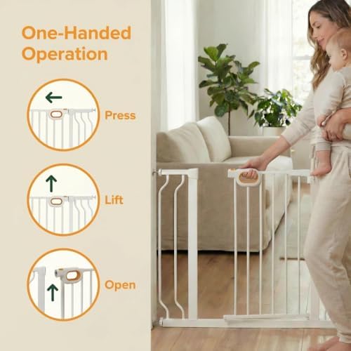 62.2-66.9 Inch Extra Wide Baby Gate with Door for Stairs Doorways - Image 3