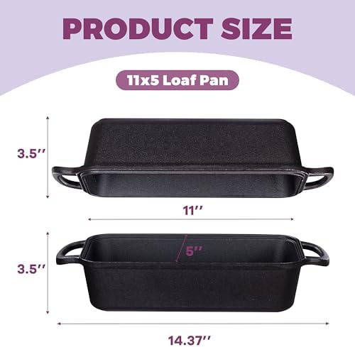 11x5 Inch Cast Iron Loaf Pan with Lid, Sourdough Pan - Image 6