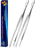 JETKONG 2 Pcs 16-Inch Kitchen Tweezers Extra Long Tweezer Tongs, Heavy Duty Stainless Steel Cooking Tweezers (Silver) by JETKONG