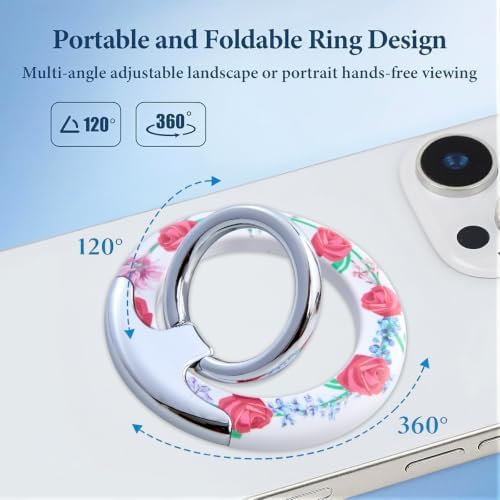 Magnetic Phone Ring for MagSafe Grip, Super Magnet Twinkle Design Ring Holder Stand, MagSafe Accessory for iPhone 17/16/15/14/13 Pro Max Plus，Rose Garland - Image 2