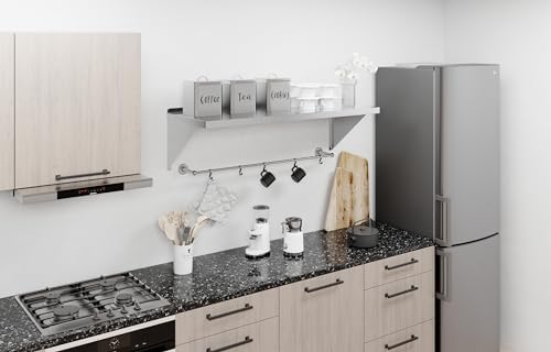 AmGood 48" Width x 18" Length | Stainless Steel Wall Shelf | Turned-Down Edge | Metal Shelving | Heavy Duty | Commercial Grade | Wall Mount | NSF Certified - Image 2