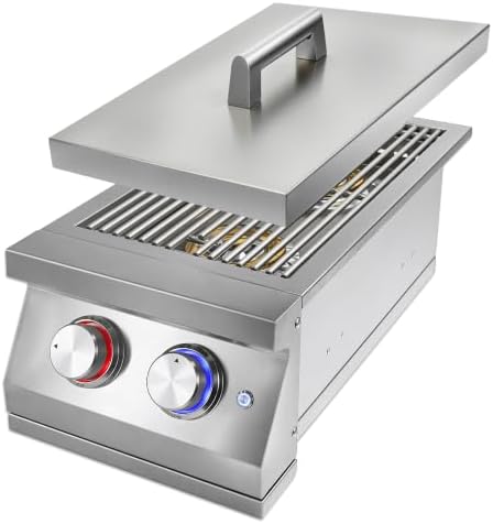 Double Side Burner for Outdoor Kitchen, 2x17,000BTU Natural Gas Side Burner by Unknown