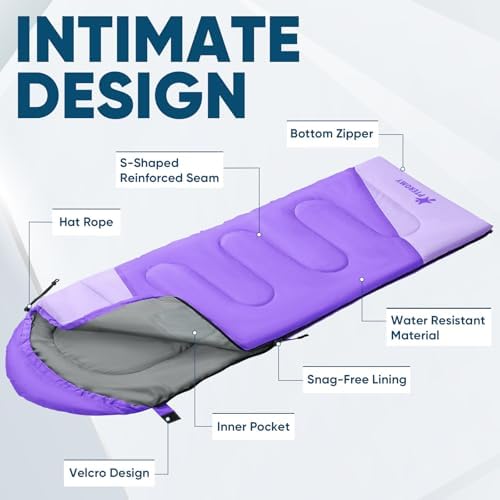 PTEROMY Sleeping Bags for Adults, Lightweight and Machine Washable, Water Resistant Backpacking Camping Sleeping Bag for Warm Cold Weather, Camping Essentials for Hiking Travel - Image 7