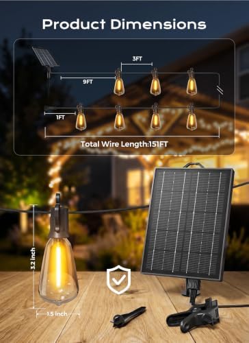 Brightown 151FT Solar String Lights Outdoor Waterproof, Last 30+Hrs Runtime - Image 6