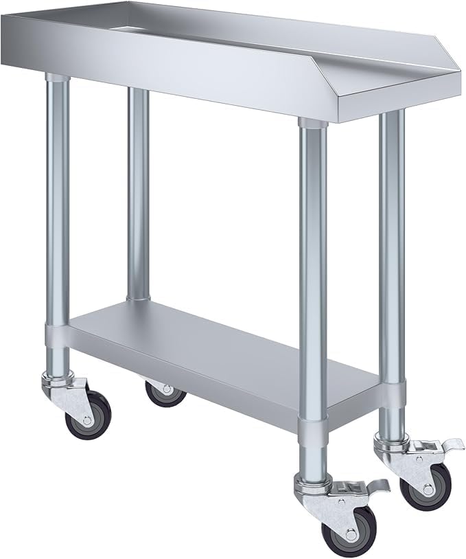 12" x 30" Stainless Steel Equipment Stand with Undershelf and Casters NSF by ExpressKitchQuip