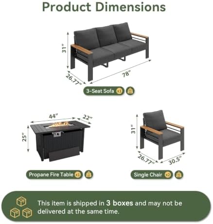 Aoxun Patio Furniture Set, Aluminum Outdoor Furniture with Fire Pit Table - Image 5