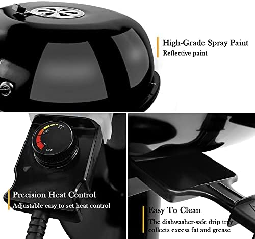 Electric BBQ Grill Techwood 15-Serving Indoor/Outdoor Electric Grill for Indoor & Outdoor Use, Double Layer Design, Portable Removable Stand Grill, 1600W (Stand Black BBQ Grills) - Image 2