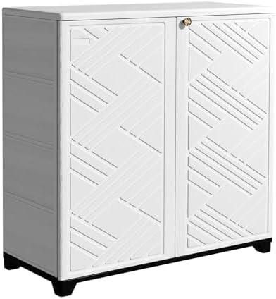 Mrosaa Outdoor/Indoor Storage Box,Resin and Plastic Storage Cabinet Waterproof,Outdoor Cabinet for Patio/Garden/Balcony/Backyard/All Room(with 3 Shelves)-White by Mrosaa