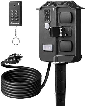 DEWENWILS Outdoor Power Stake Timer with Remote Control, Dusk to Dawn Timer by DEWENWILS
