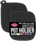 RITZ Terry Potholder & Hot Pad: Unparalleled Heat Resistant, Durable 100% Cotton – Ergonomically Designed for Optimal Grip – Easy-Care Machine Washable – 2-Pack, Black by RITZ