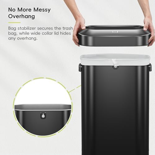 EKO Urban 16 Gallon/60 Liter Open Top Stainless Steel Slim Commercial Trash Can, Tall Kitchen Trash Bin, Heavy-Duty Commercial Grade Large Garbage Bin for Home, Office, Hotel, Restaurant, Matte Black - Image 6