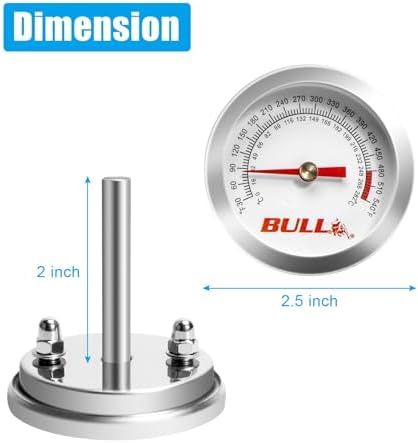 2.5" BBQ Grill Thermometer Replacement for Most Bull Grills Parts, Outdoor Grill Small Temperature Gauge for Bull Grill Accessories - Image 2