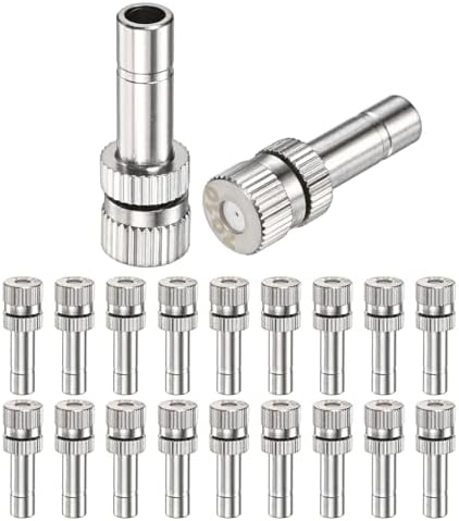 M METERXITY 20-Pack Brass Misting Nozzles, 0.028"/0.7mm Orifice Mister Replacement Heads for Outdoor Cooling System/Landscaping/Humidification/Greenhouse, 6mm Low-Pressure Fog Sprayer Nozzle by MMETERXITY