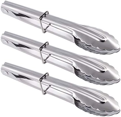 HINMAY Mini Stainless Steel Serving Tongs Small Tongs Set (7-Inch 3 Pieces) by HINMAY