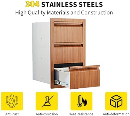 Takywep Outdoor Kitchen Drawers 14.7W x 24.5H x 18.5D, Flush Mount - Image 6
