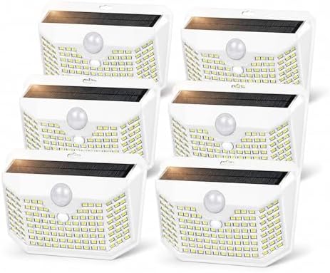 HMCITY 120 LED Solar Lights Outdoor with Motion Sensor, 6 Pack, White by LightingUpYourLife