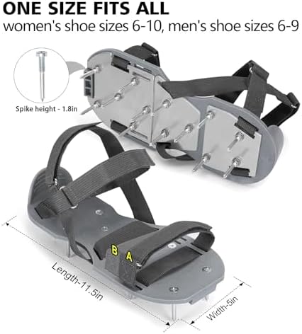 Lawn Aerator Shoes for Grass - Pre-Assembled Grass Aerator Shoes for Lawn - Soil Yard Aerator Tool for Aerating Patio Garden, Gray, Medium Size - Image 4
