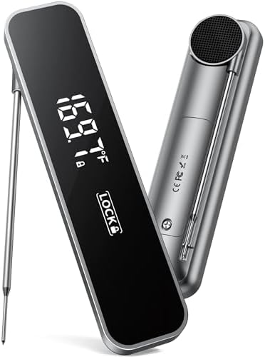 0.3 Sec Instant Read Meat Thermometer Digital for Grilling, Grey by ONFIKY