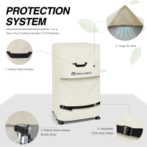 Porch Shield 30 inch Outdoor Smoker Cover 20W x 18D x 33H inch, Beige - Image 4