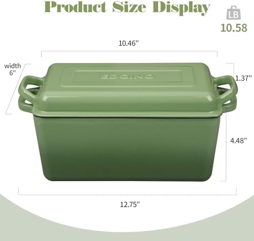 EDGING CASTING Enameled Cast Iron Dutch Oven, Oblong Bread Oven for Sourdough Bread Baking, Baking Pan, Dual Handles, Oven Safe, 4 Quart, Pistachio Green - Image 2