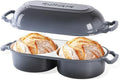 Cast Iron Double Dutch Oven, Mini Enamel Sourdough Bread Pan with Lid, Grey by Culivora