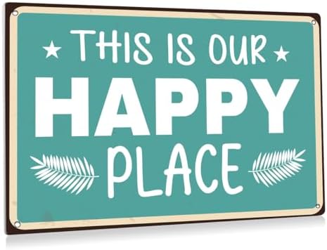 BEASTZHENG Porch Sign Farmhouse Porch Decor Welcome Tin Signs Outdoor Wall Art For Patio Camper Hot Tub 8x12 Inches - This is Our Happy Place by BEASTZHENG