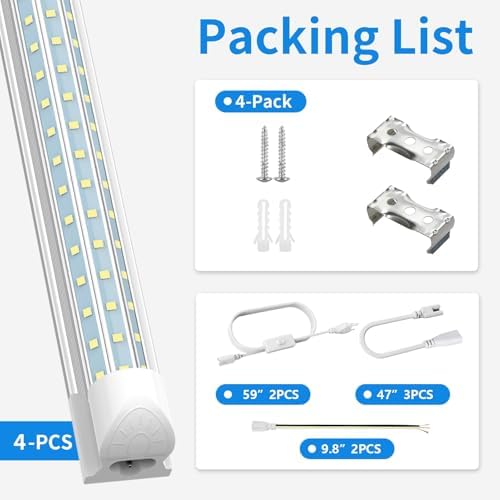 SHOPLED 6FT LED Shop Light, D-Shape 72W 9360LM 6000K Cool White, Linkable - Image 7