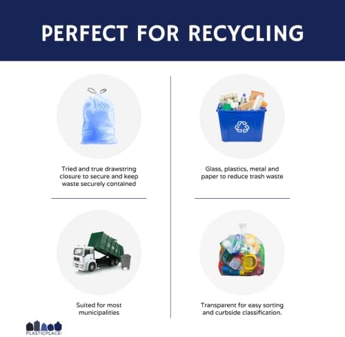 Plasticplace Custom Fit Trash Bags, Compatible with simplehuman Code H (200 Count) Tinted Blue Drawstring Garbage Liners 8-9 Gallon / 30-35 Liters, 18.5" x 28" - Image 5