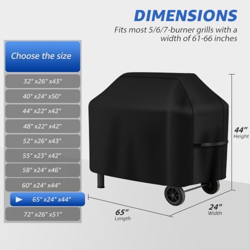 Perfect Grill Cover for Outdoor Grills Waterproof Rip-Proof Weather Resistant for Reliable Protection Griddle Cover Easy to Clean Adjustable Hem Drawstring Fade Resistant (Black, 65) - Image 2