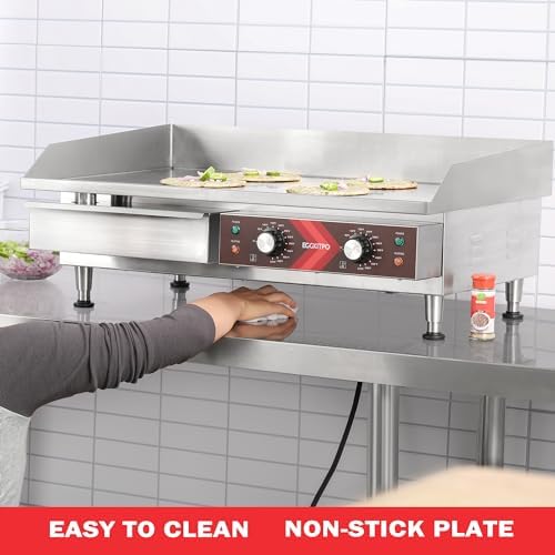 EGGKITPO 240V Commercial Electric Griddle 29 Inch Large Countertop Griddle 3500W Non-Stick Flat Top Grill Stainless Steel Teppanyaki Griddle with Adjustable Temperature 90℉-575℉ for Restaurant Use - Image 4