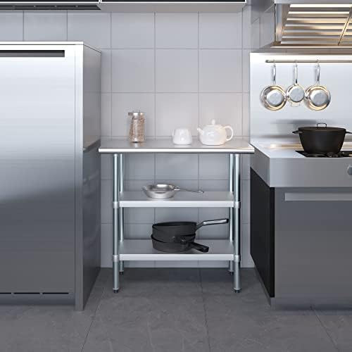 30" x 18" Stainless Steel Work Table with 2 Adjustable Undershelves NSF - Image 4