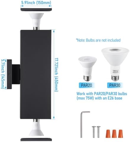 LEONLITE 2-Pack 18" Outdoor Rectangular Wall Light, Up and Down, E26 Base - Image 6