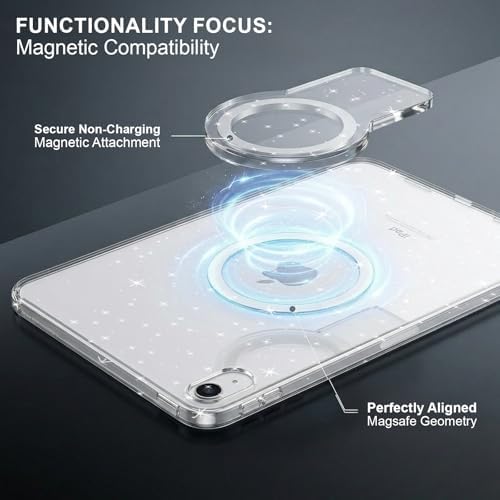 Clear Glitter Magnetic Ring Case for iPad (A16) 11th/10th Generation - Image 3