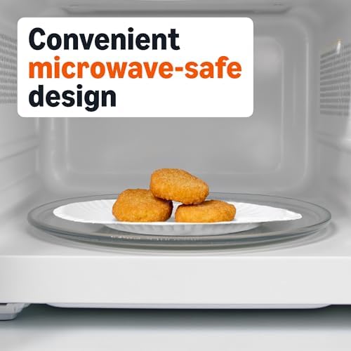 Amazon Basics 9" Uncoated White Paper Plates, Microwave Safe, 100 Count - Image 2