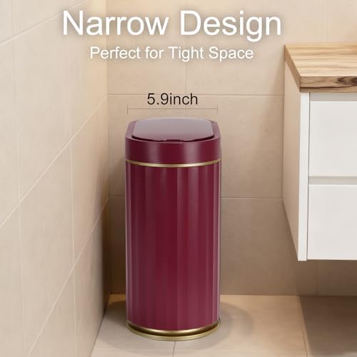 ELPHECO 2 Gallon Sensor Trash Can, Automatic Lid, Burgundy Gold - Image 4