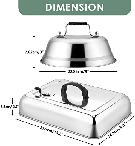 Leonyo Stainless Steel Griddle Basting Cover Dome with Vent, 3 Pack - Image 2