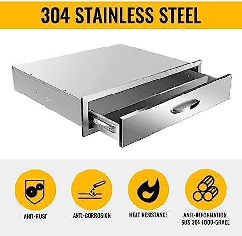 BBQ Outdoor Kitchen Drawers Stainless Steel 3-Drawer BBQ Drawer Enclosed Built-in Drawer Flush Mount for Outdoor Kitchens & BBQ Islands,30Wx23Dx6.5H - Image 3