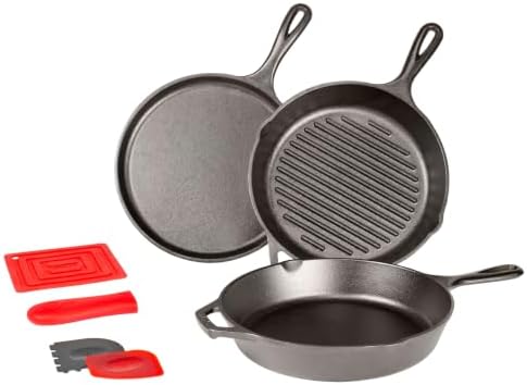 Lodge Cast Iron 7-Piece Set, PFAS-Free Pre-Seasoned Kitchen Essentials by Lodge