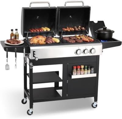 Propane Gas and Charcoal Combo Grill with Side Burner by Unknown