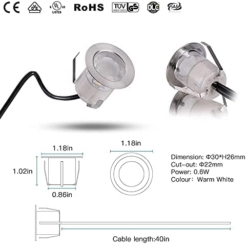 RNEHON LED Deck Lights Kit, Waterproof IP67 Deck Lamp Low Voltage 10 pcs Warm White LED In-ground Lighting Outdoor Garden Yard Pathway Patio Step Stairs Landscape Decor Lamps - Image 6