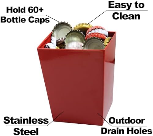 Red Bottle Cap Catcher Wall Mounted Stainless Steel with Drain Holes - Image 2