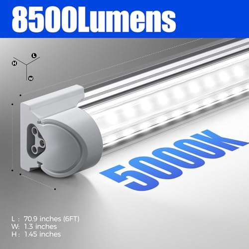 Barrina T8 LED Shop Lights 6FT, 60W 8500LM 5000K, High Output, 10 Packs - Image 3