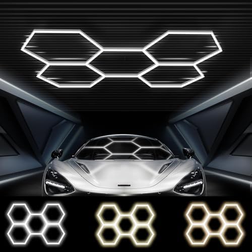 FERUERW Hexagon Garage Lights 5 Hex Grid, 3 Color Temperature by FERUERW