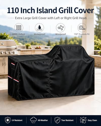 110 Inch Island Grill Cover - Extra Large Outdoor BBQ Island - 600D - Image 6