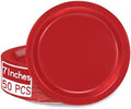 50 Pcs Red Paper Plates Round 7 Inches Heavy-duty Red Cake Dessert Plates by QZYL